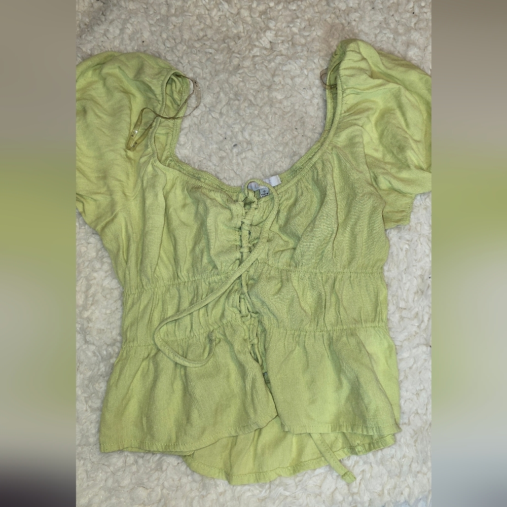 Lime Green Puff Sleeve Top
